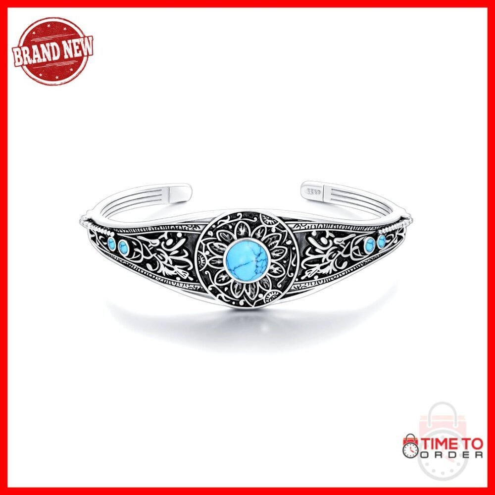Sterling Silver Adjustable Cuff Bracelet Boho Native American Style Jewelry